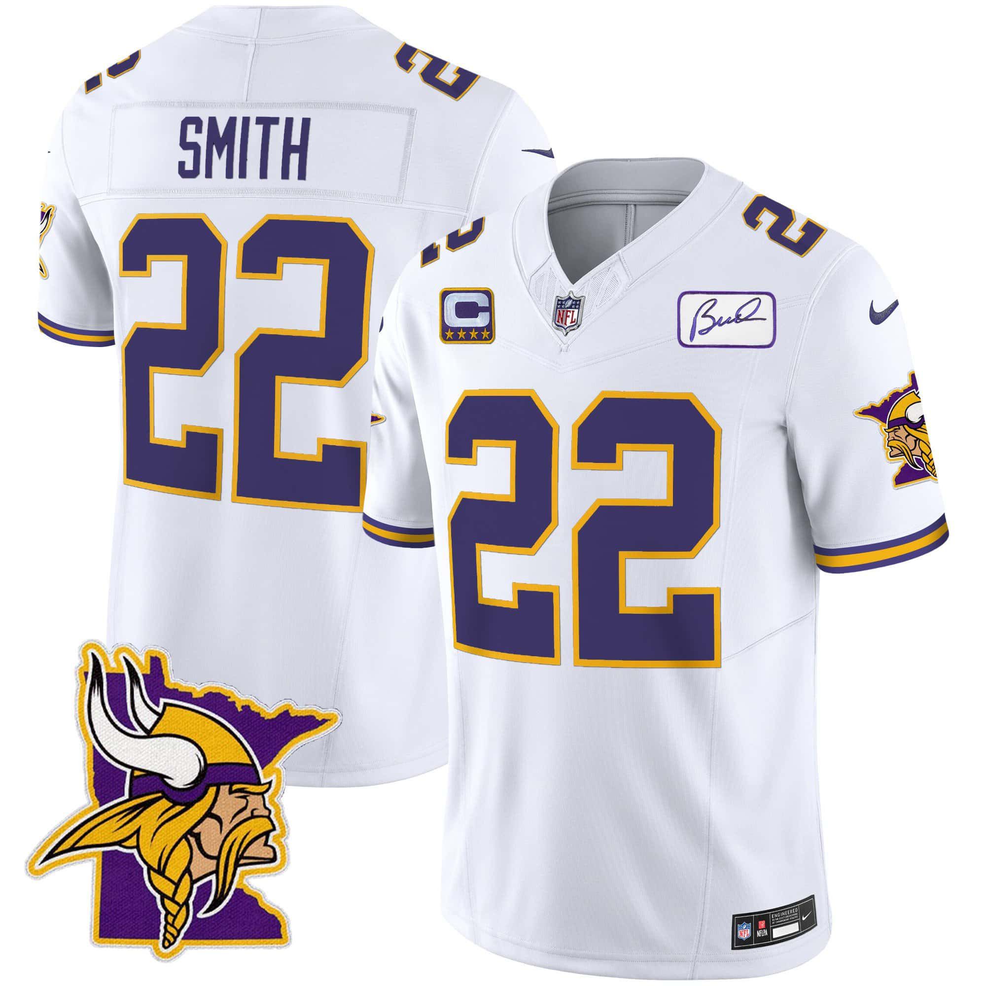 Men Minnesota Vikings #22 Smith White 2024 Nike Patch Classic Limited NFL Jersey->indianapolis colts->NFL Jersey